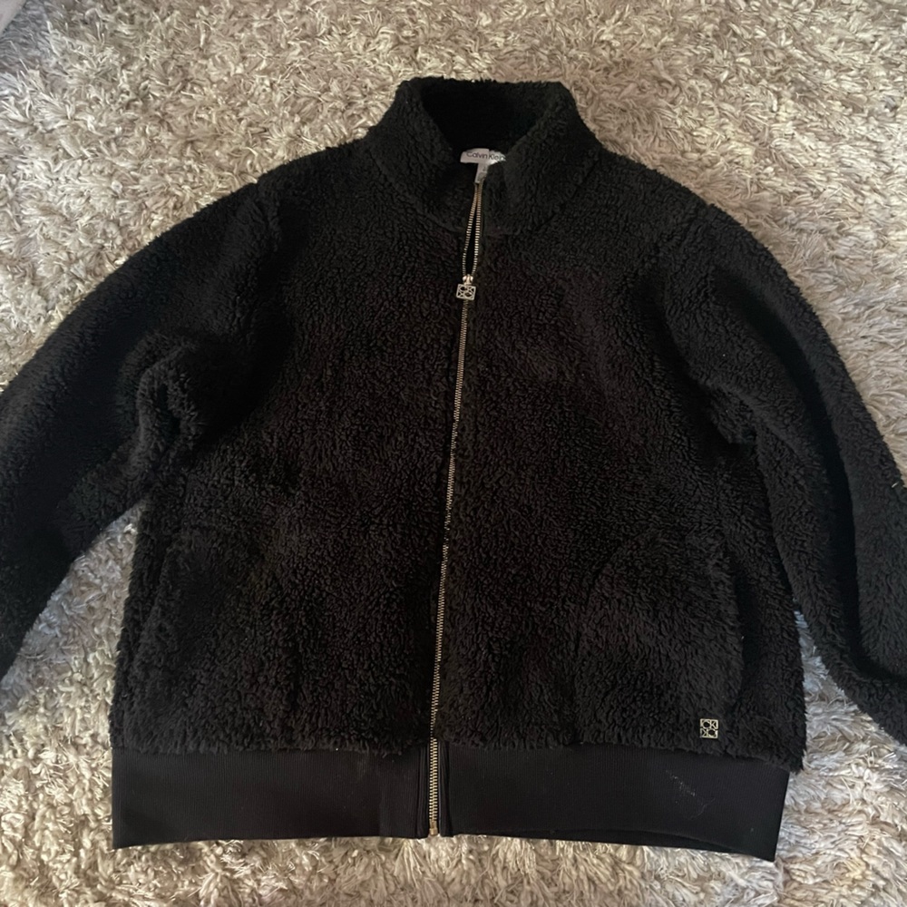 Black Calvin Klein teddy jacket/L